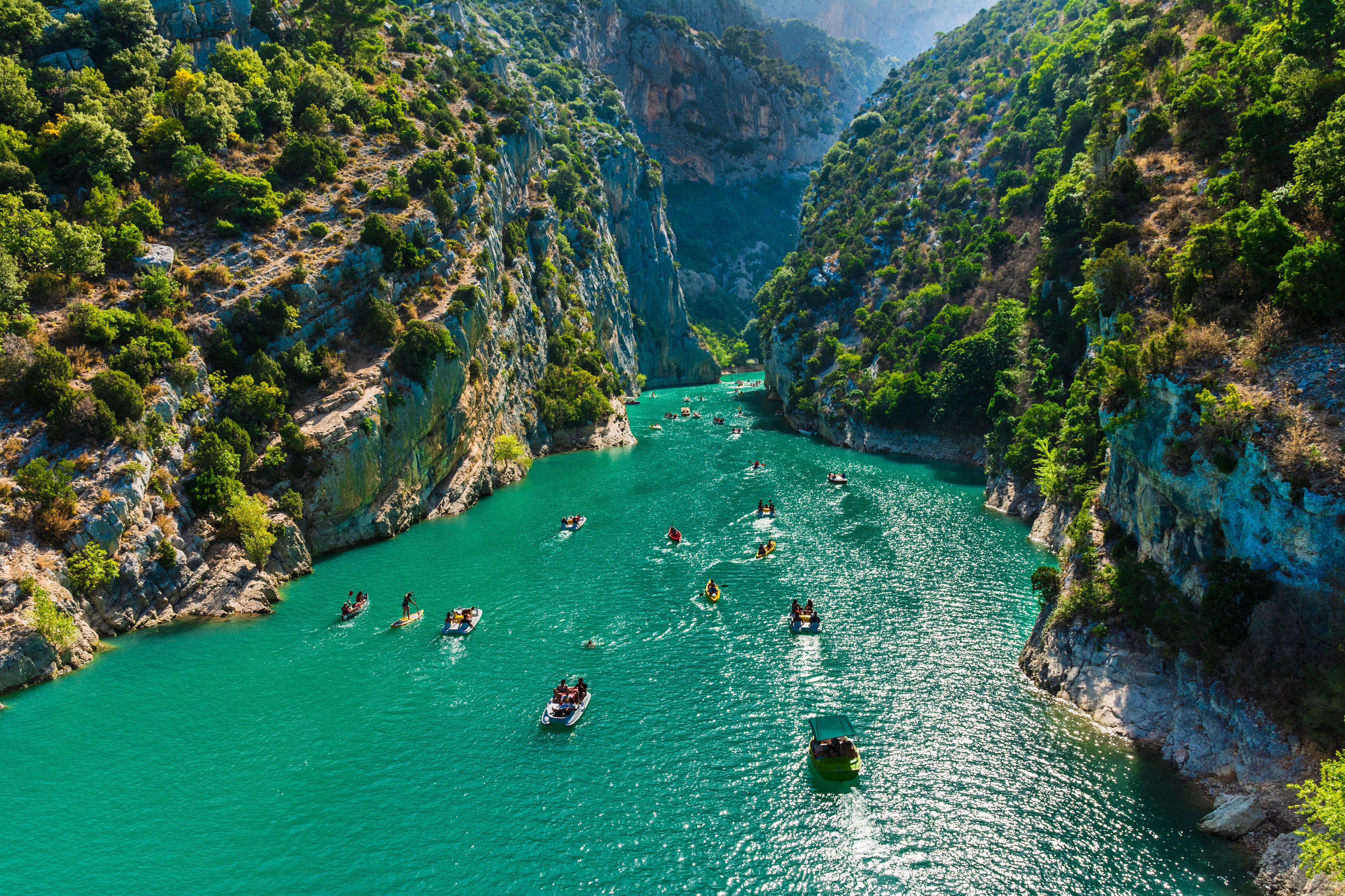 Gorges du Verdon Grand Canyon Boat Ride Between Towering Mountain Cliffs