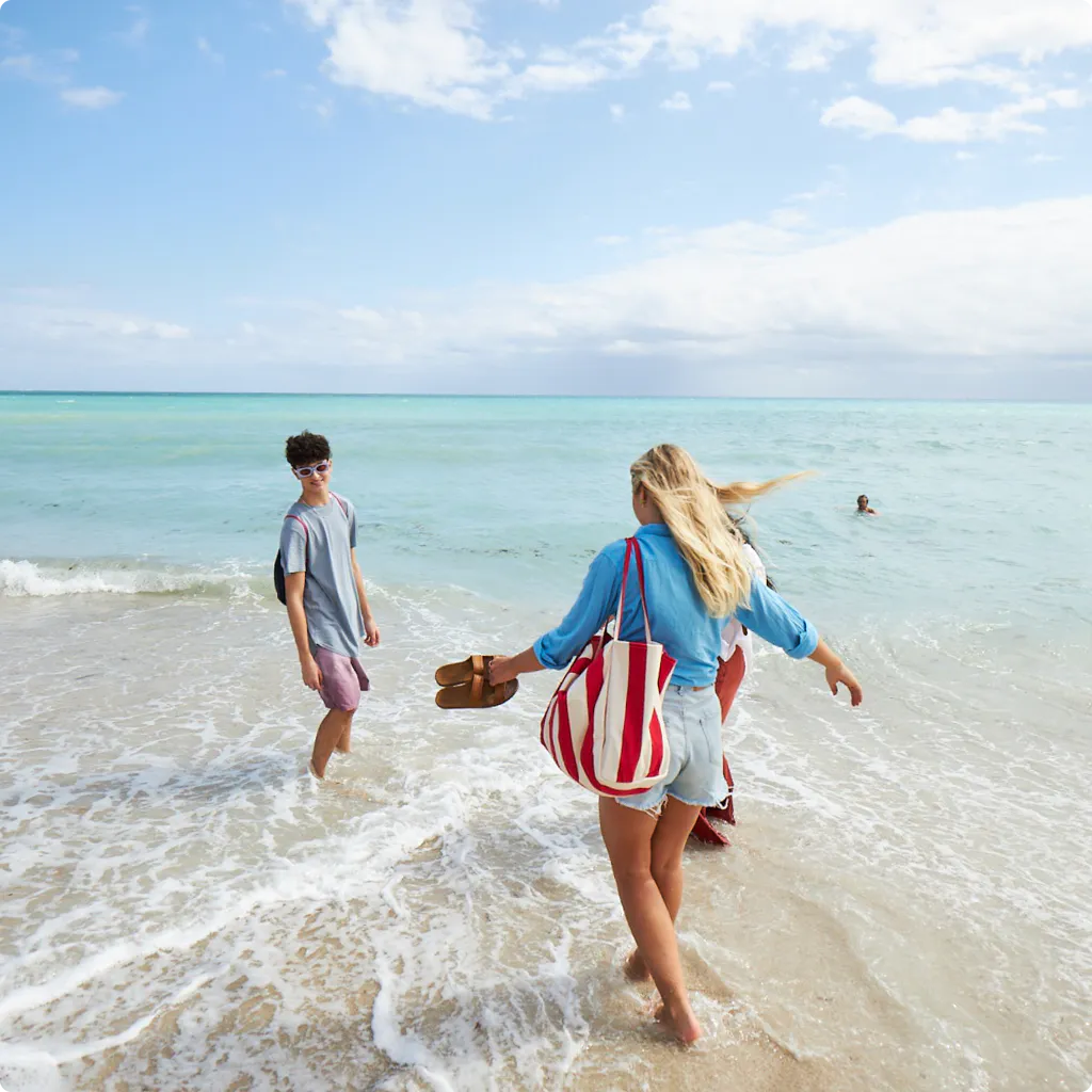 Students at the beach