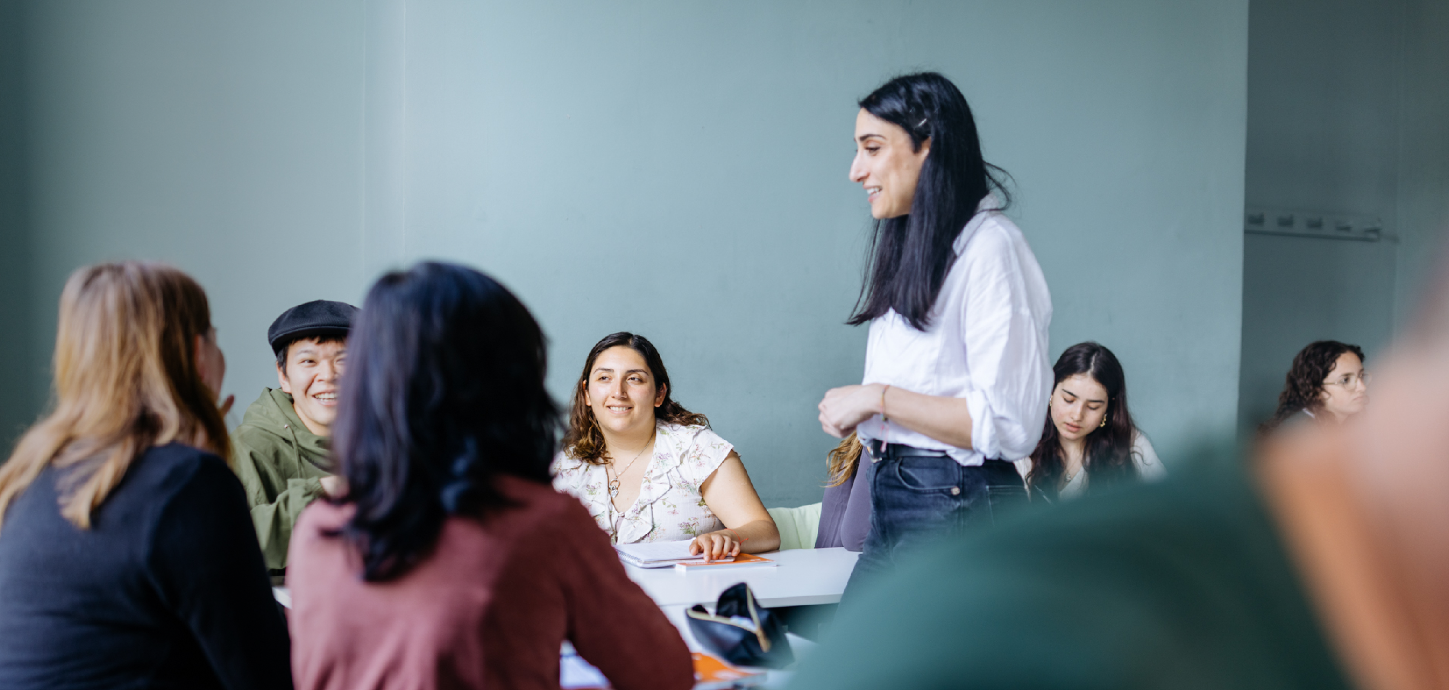 staff teaching students