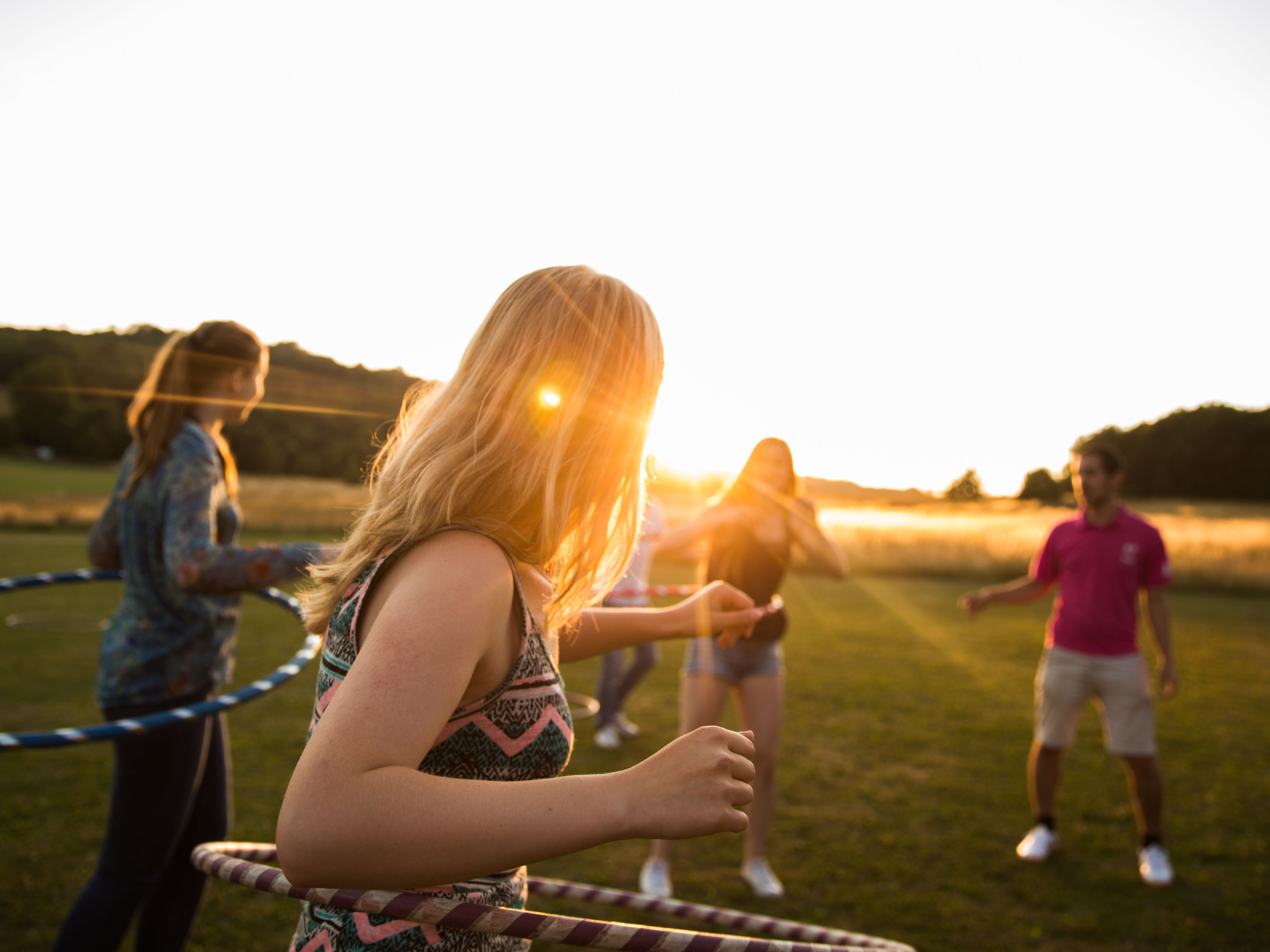Students Playing Hula Hoops