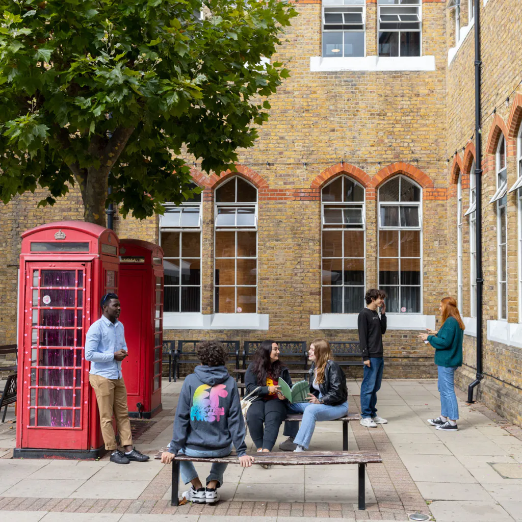Students near Campus Building