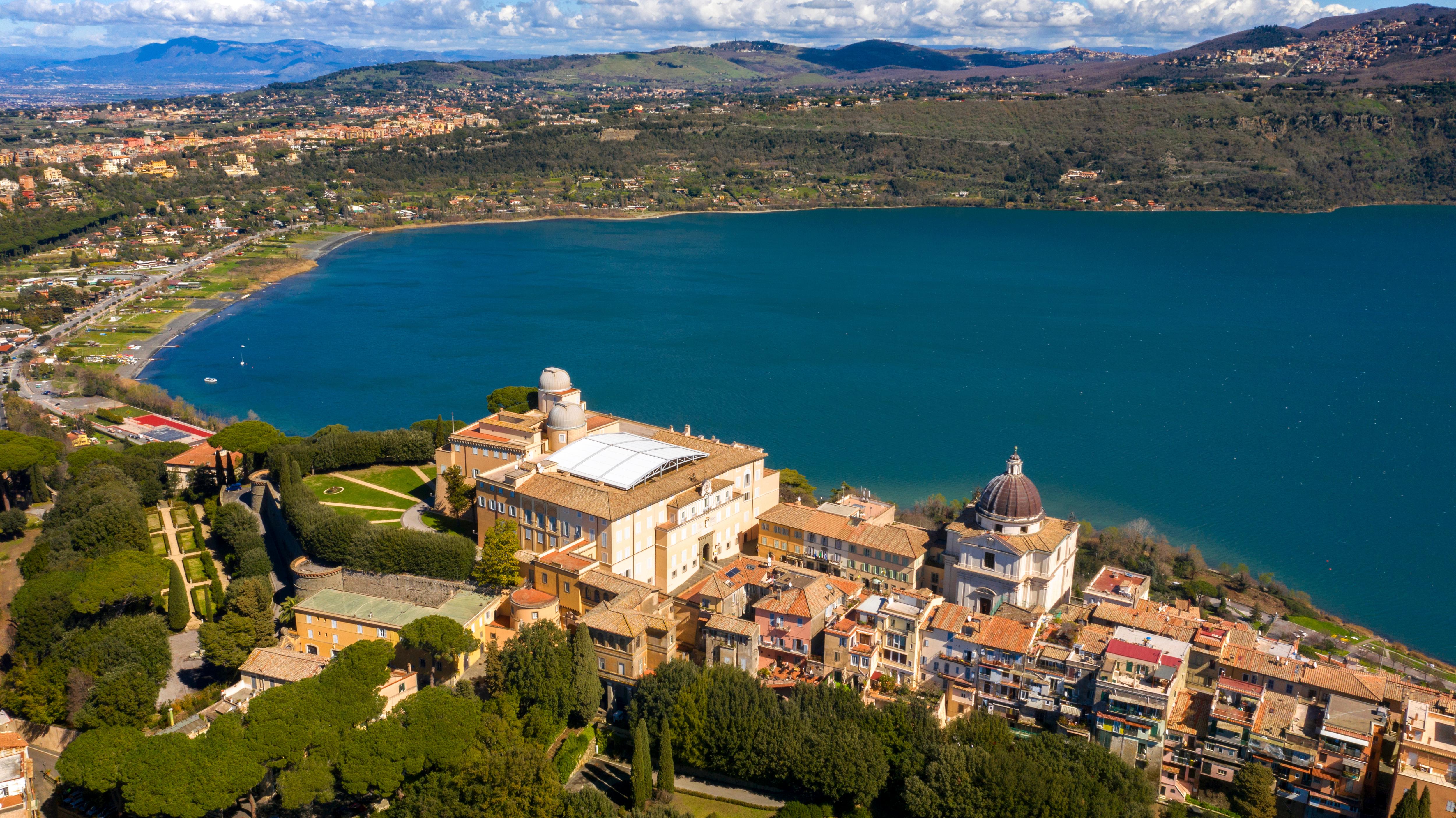 Apostolic Palace of Castel Gandolfo with Aerial view and coastal view