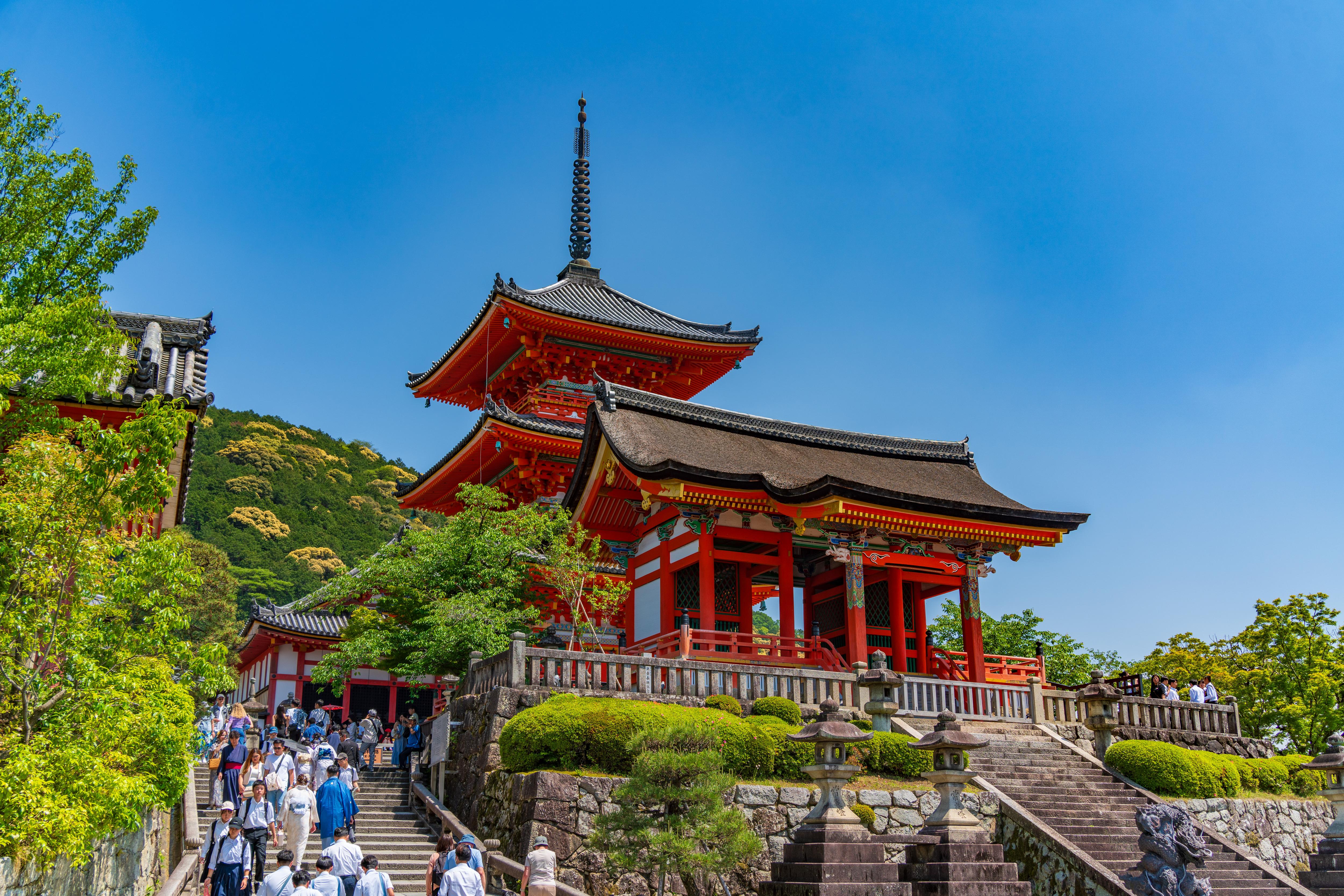 Kiyomizu-dera Temple Pagoda and Historic Red Buildings in Kyoto