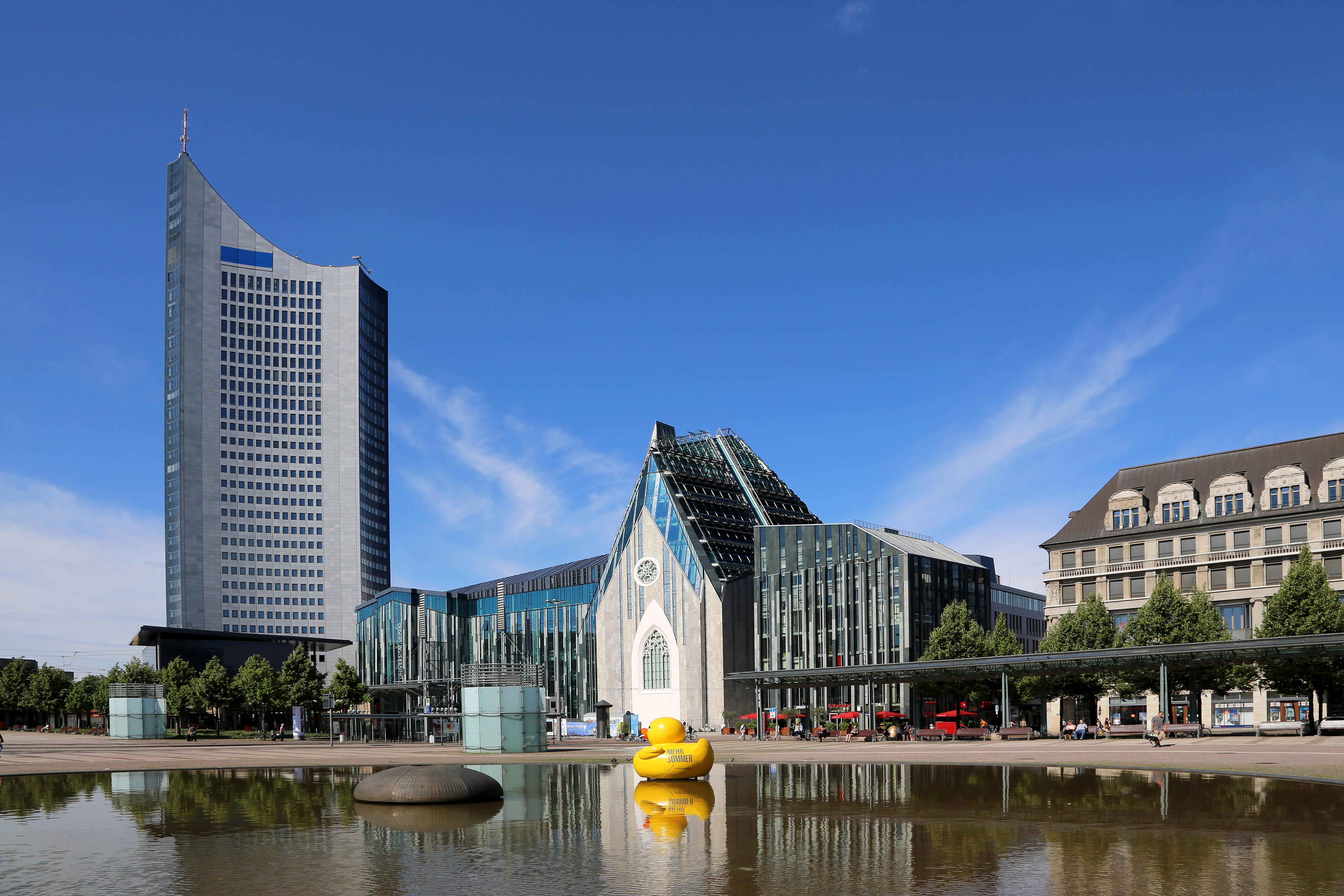 Augustusplatz, a prominent landmark in Dresden, featuring historic architecture