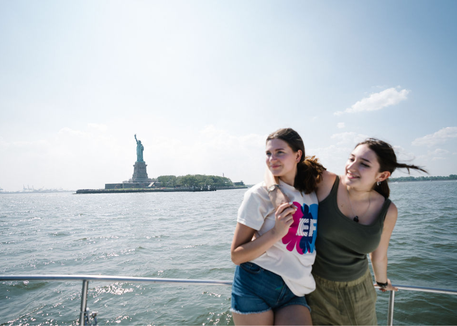 Students Near Statue of Liberty