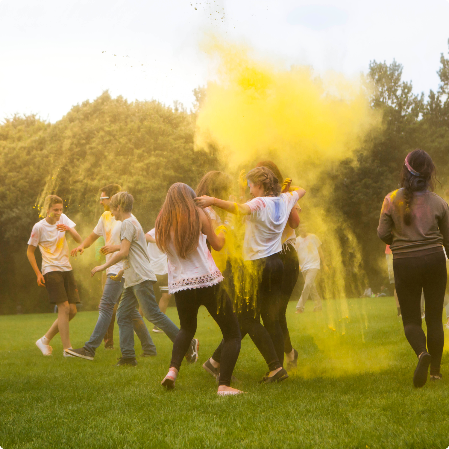 Students Playing Holi