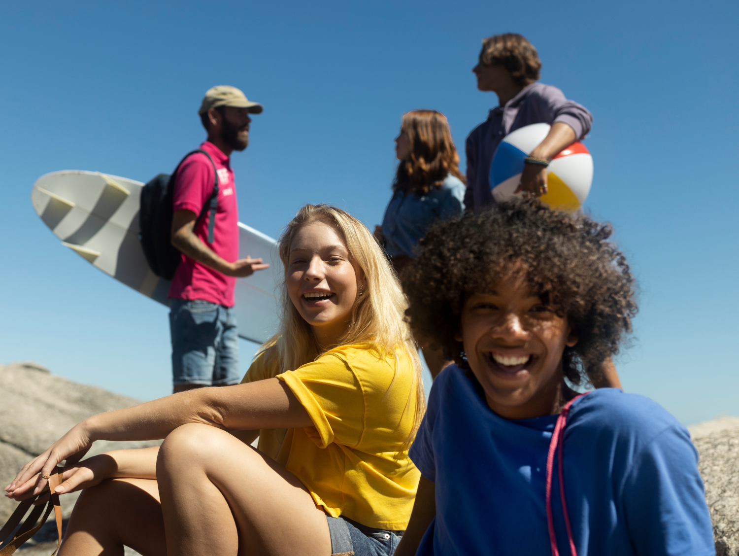 Students at beach