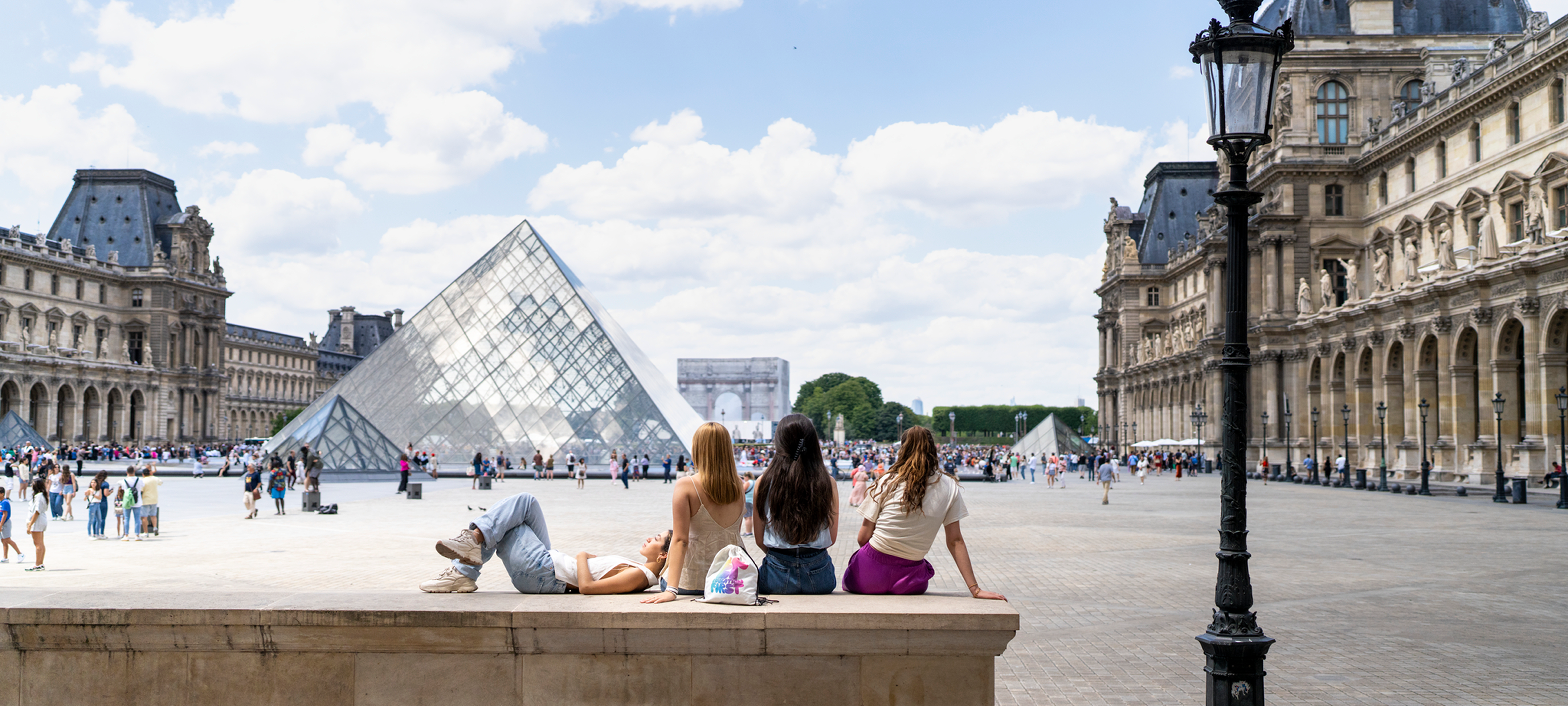 Students Near Louvre Museum
