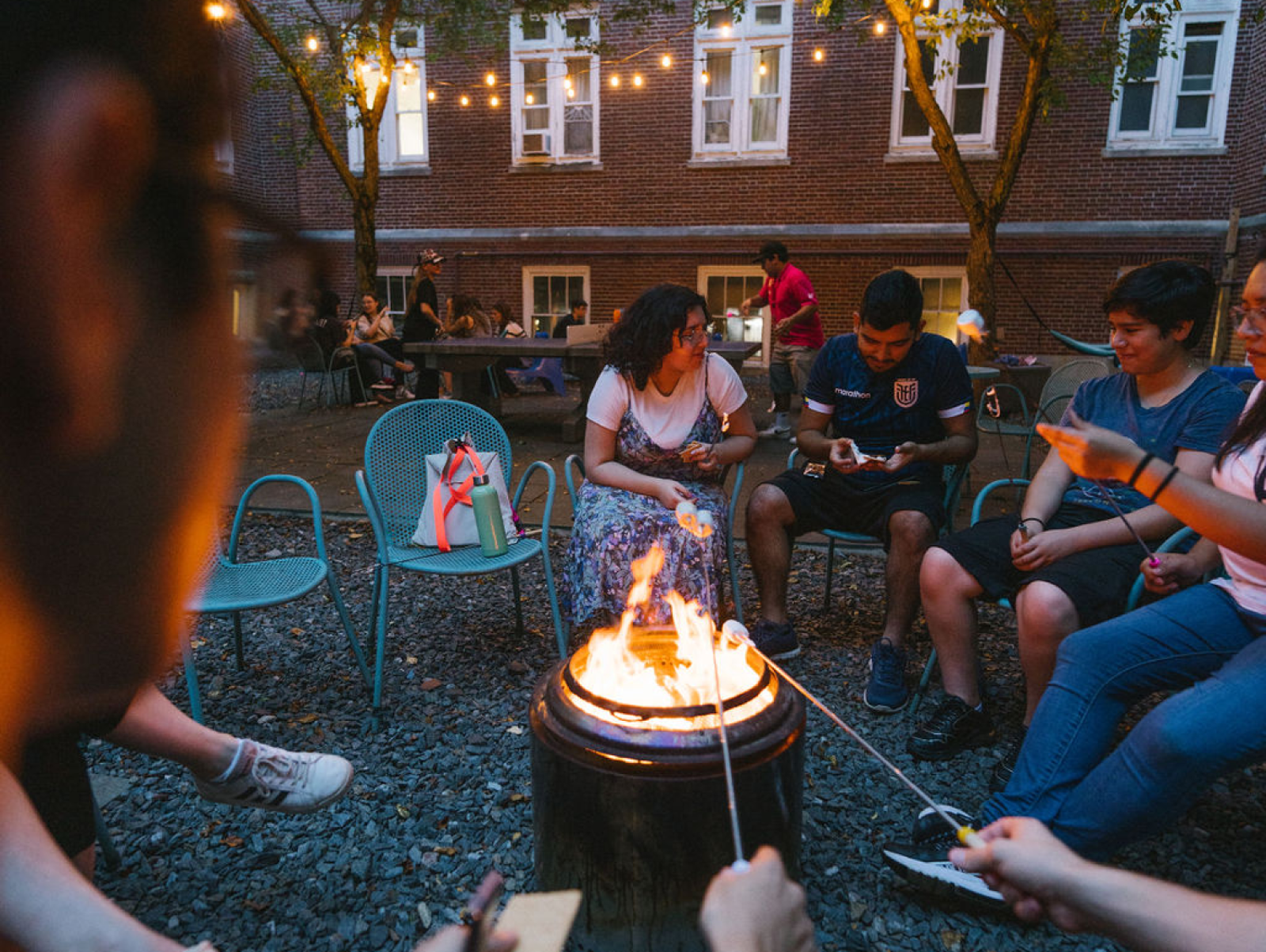 Students Enjoying Bonfire