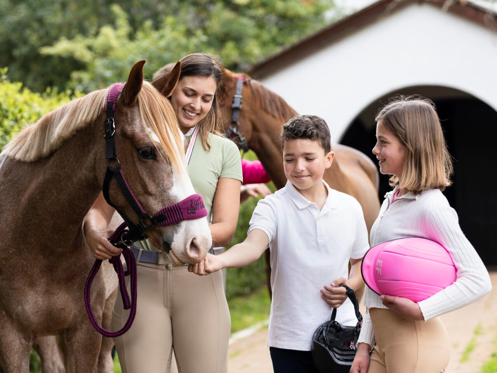 Unterricht mit Lehrer und Pferd