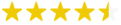 The image displays a 4.5-star rating, indicating a very positive review. It signifies a near-perfect score, with four full stars and one half-filled star.