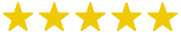 The image displays five golden stars, representing a perfect 5-star rating. This signifies an excellent or top-tier level of satisfaction.
