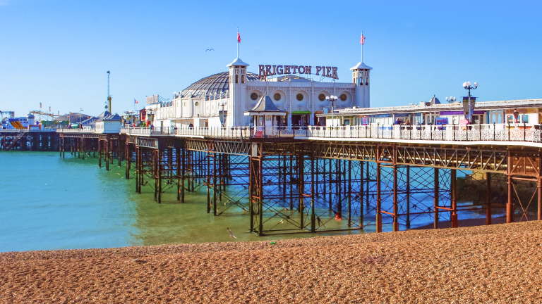 Brighton Pier is a historic pier featuring amusement rides and entertainment facilities by the sea. It offers stunning views of the ocean and coastline.