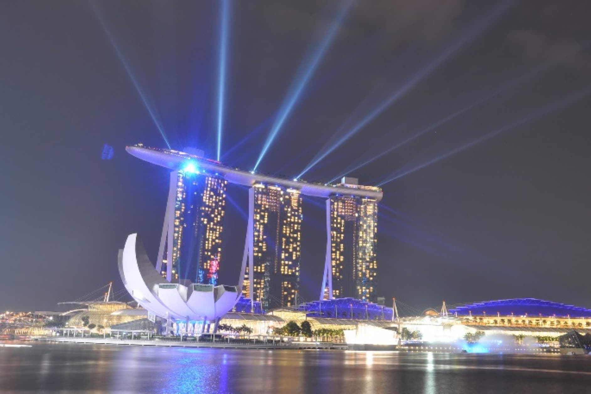 The Marina Bay Sands in Singapore is an iconic landmark, renowned for its stunning architecture and spectacular nighttime light shows.